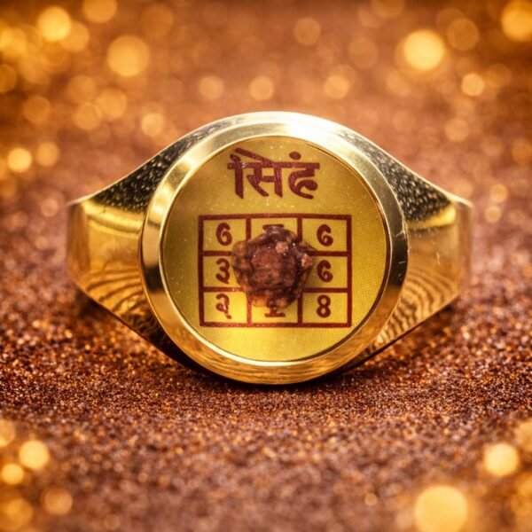 Leo (Singh-सिंह) Rashi(राशि) Yantra(यंत्र) Asthdhatu(अष्टधातु) Ring(रिंग) with Rudraksh(रुद्राक्ष) | Ashtadhatu Ring ashtadhatu-singhrashi-yantra-ring-jyotishshop