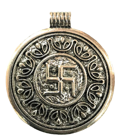 High Quality German Silver Oxidized Swastik Pendant | Size 55x50 mm Pd 27 Jyotishshop