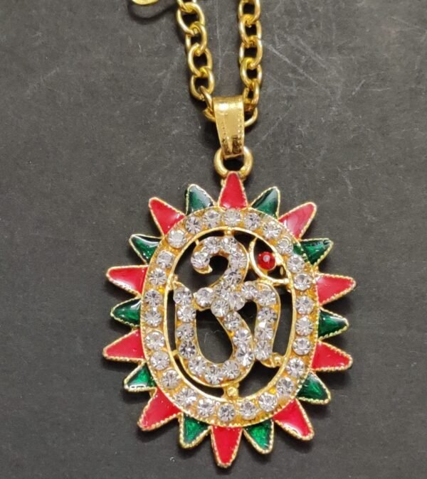 High Quality Metal American Diamond Sai Baba Pendant With Chain | Size 50x35 mm Ad Om Metal Locket Jyotishshop 600x674