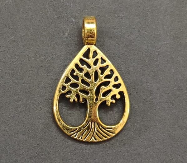 Life Tree Metal Golden Pendant | Size 35x20 mm Lifetree Locket Jyotishshop 600x524