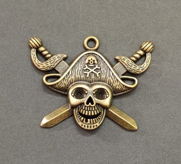 Carbon Plated Metal Pirates Skull Pendant | Size 45x30 mm Skull Metal Locket Jyotishshop 600x545