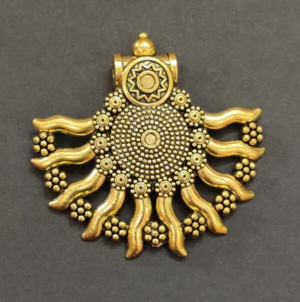 High Quality Metal Gold Plated Surya Pendant | Size 60x60 mm Sun Locket Jyotishshop 600x605