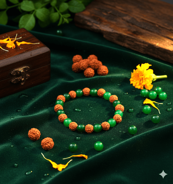 Budh Dosh Nivaran Bracelet With Rudraksh-2 (बुध दोष निवारण ब्रेसलेट) Gemini Generated Image 5slups5slups5slu 600x639