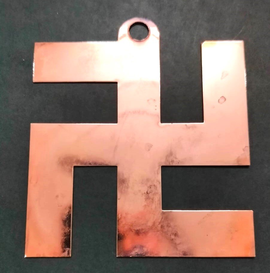 Copper Swastik Yantra(स्वास्तिक यन्त्र कॉपर),Size 11 cm