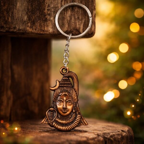 Lord Shiva Antique Face Metal Keychain – Mahakal Style Premium Keyring shiva-face-metal-keyring-jyotishshop