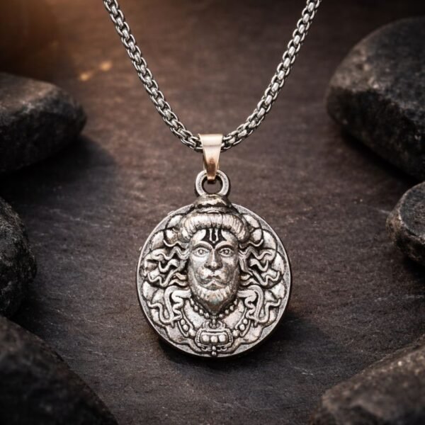 Silver Hanuman Face Metal Locket With Chain – Powerful Bajrangbali Protection Pendant silver-hanuman-face-locket-jyotishshop